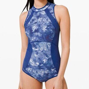 LULULEMON Swell Seeker Paddle Swim Suit One Piece Ocean Blue size 10